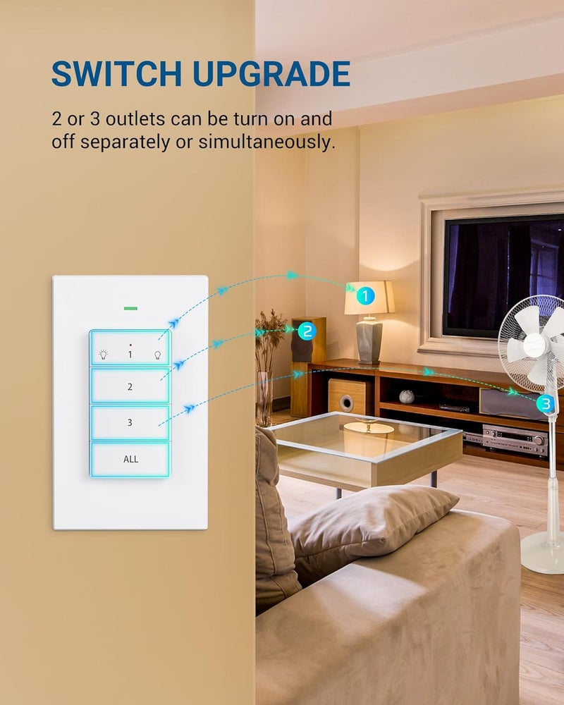DEWENWILS Remote Control Outlet Wireless Light Switch, 2 Independent Control Sockets Electrical Remote Outlet Switch for Christmas Decoration, No Wiring,100 Ft Range - Image 3